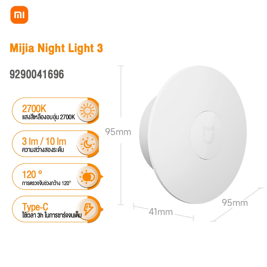 ไฟเซ็นเซอร์ Mijia Night Light 3 ไฟตรวจจับความเคลื่อนไหว ไฟกลางคืน โคมไฟข้างเตียง