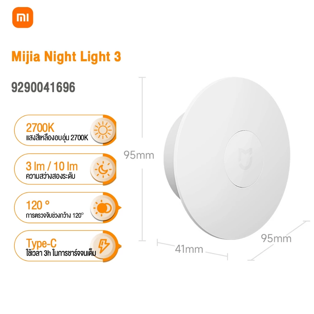 ไฟเซ็นเซอร์ Mijia Night Light 3 ไฟตรวจจับความเคลื่อนไหว ไฟกลางคืน โคมไฟข้างเตียง