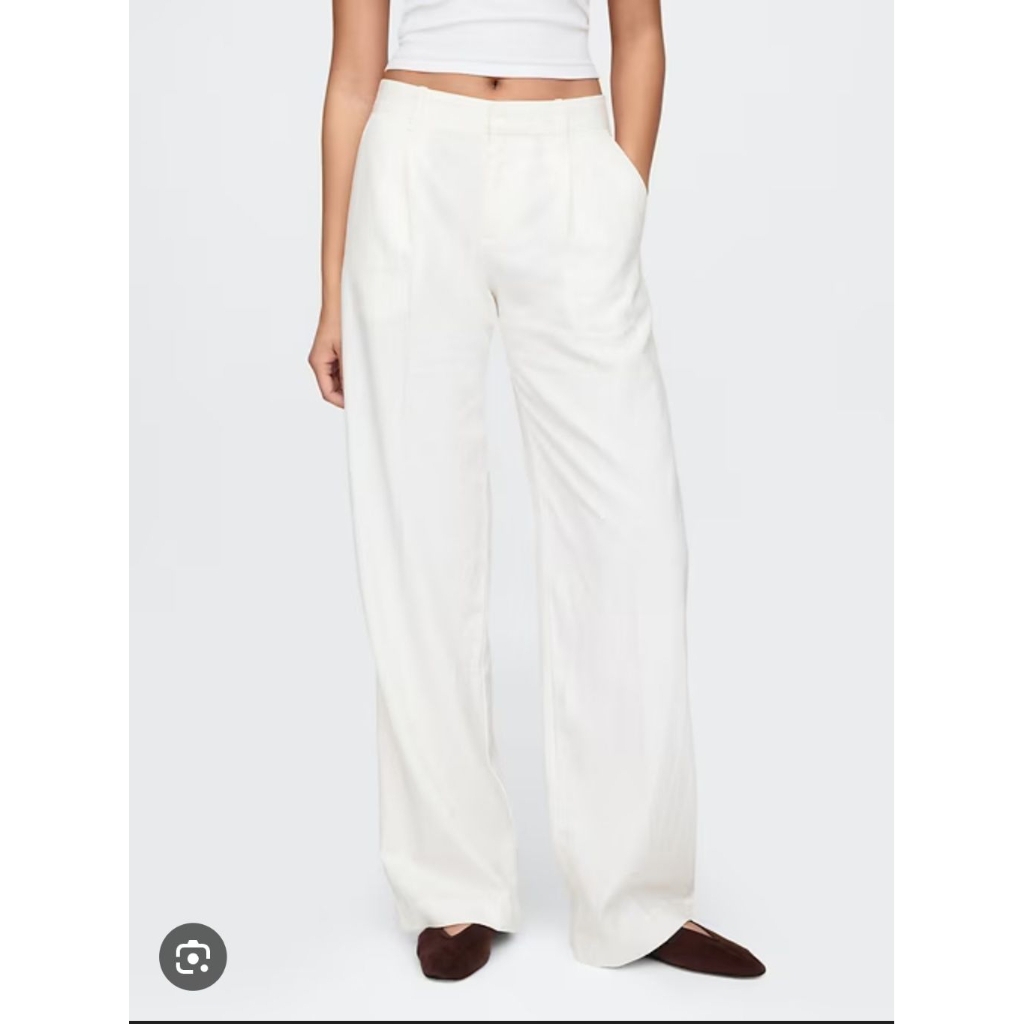GAP. Low rise Linen-Blend Trousers กางเกงลินินเอวต่ำทรงขากว้าง สีครีม,ดำ แท้/ใหม่