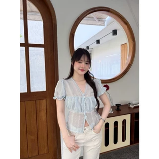 เสื้อแต่งลูกไม้ ผ้าโรซี่พิมพ์ลาย #FF81