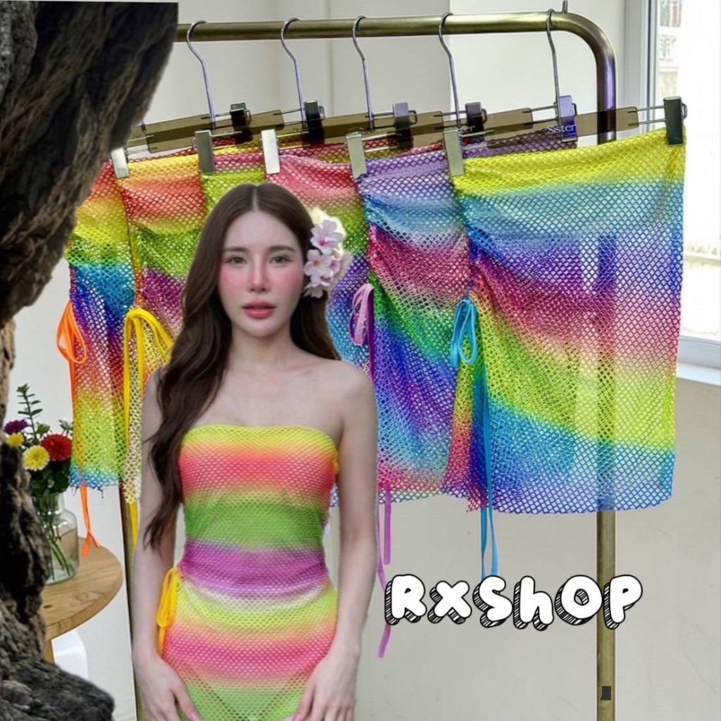 RX027 เกาะอกสีรุ้ง มัดย้อม เซ๊กซี่พร้อมส่ง