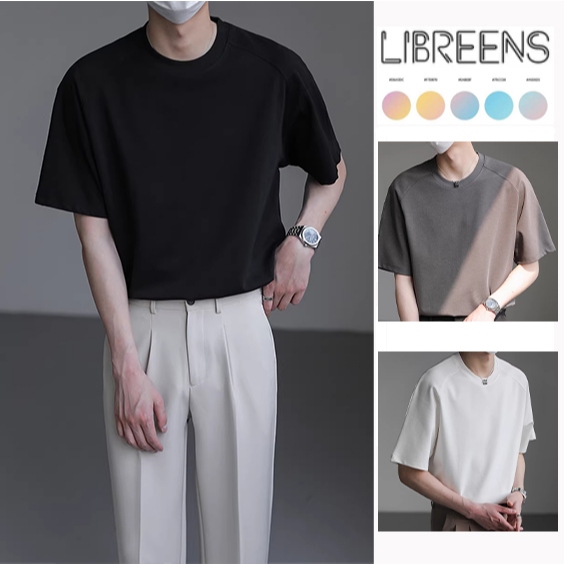 เสื้อยืดแขนสั้นผู้ชาย สไตล์เกาหลี เรียบง่าย สีพื้น คอกลม ทรงหลวม สวมใส่สบาย แฟชั่น เข้ากับทุกชุด