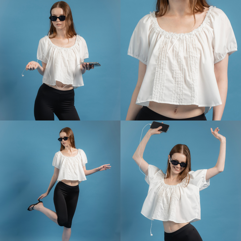 EVERYDAY - Matilda Top เสื้อครอปลูกไม้แขนตุ๊กตา