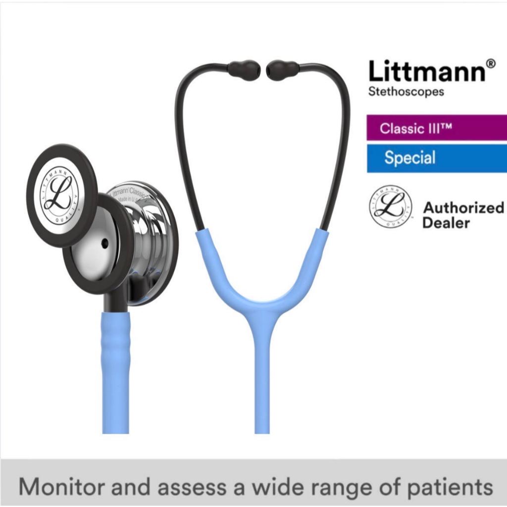 Littmann Classic III Stethoscope, 27 inch, #5959 ( Ceil Blue Tube, Mirror-Finish Chestpiece, Smoke Stem)