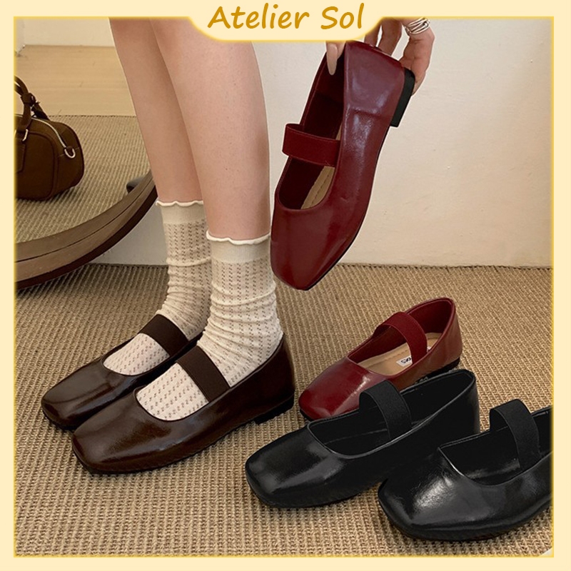 🔥พร้อมกล่อง🔥Atelier Sol รองเท้าบัลเล่ต์ทรงแมรี่เจนสไตล์เรโทรสุดเก๋สำหรับผู้หญิง