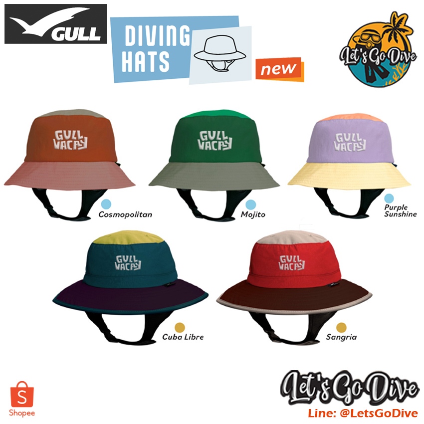GULL - Diving Hat ใหม่น่ารักสุด - หมวกดำน้ำ กันแดด UV แห้งไว น้ำหนักเบา - Outdoor Hat - Suft Hat