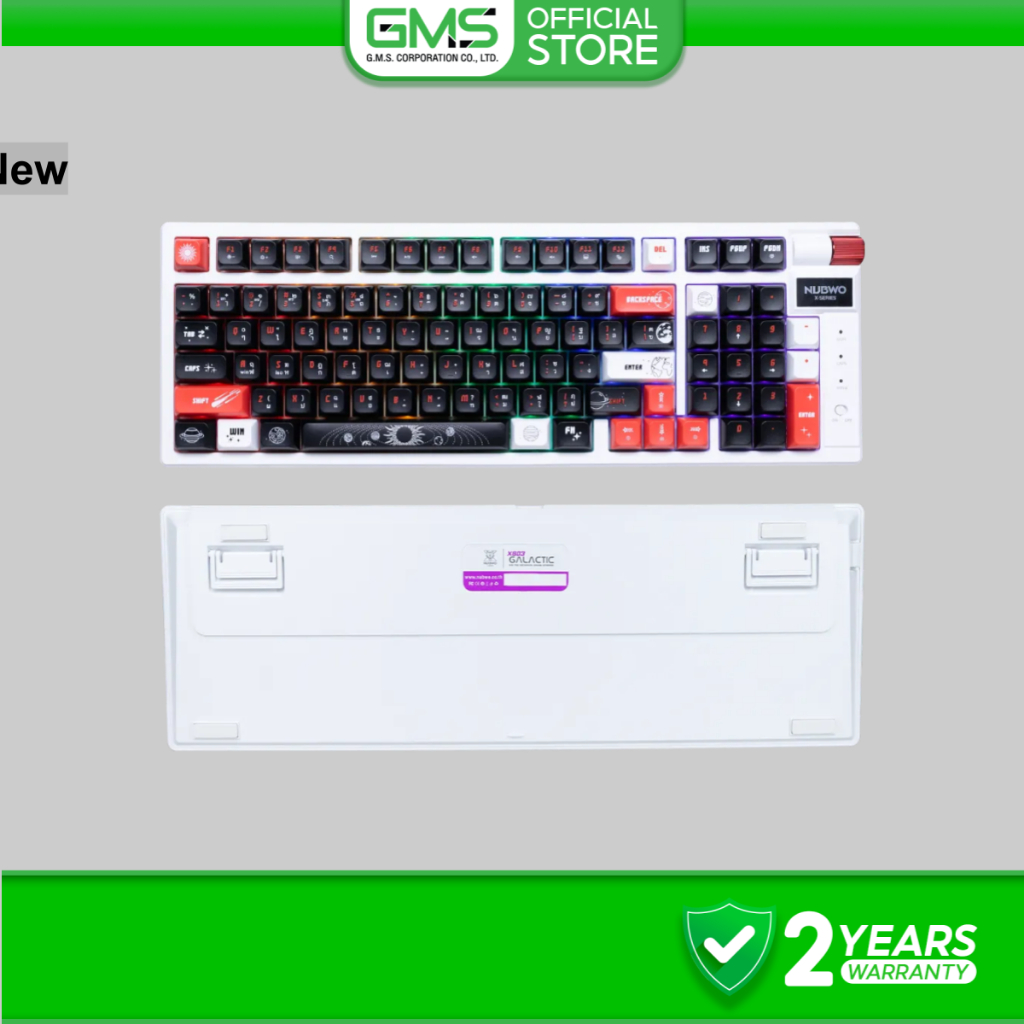 NUBWO คีย์บอร์ดเกมมิ่ง X803 Mechanical MINI 98% RGB ไร้สาย/Bluetooth มี Knob สีสันสวย รับประกัน 2 ปี