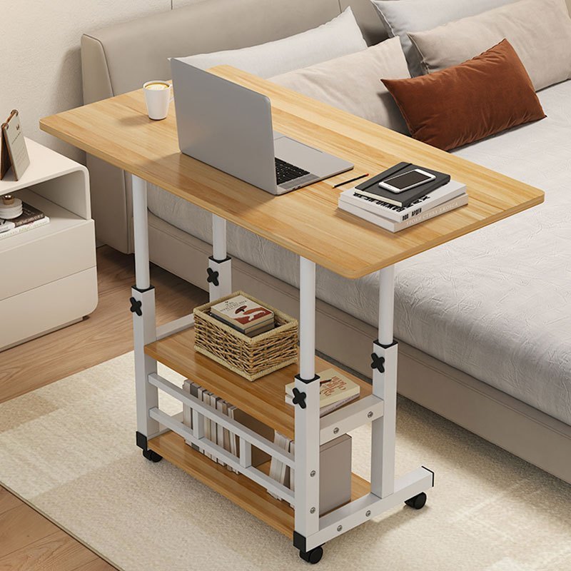 โต๊ะทำงาน โต๊ะคอม สามารถยกได้และเคลื่อนที่ได้ 90*70cm โต๊ะข้างเตียง ประกอบง่าย รับน้ำหนักได้ 300KG b