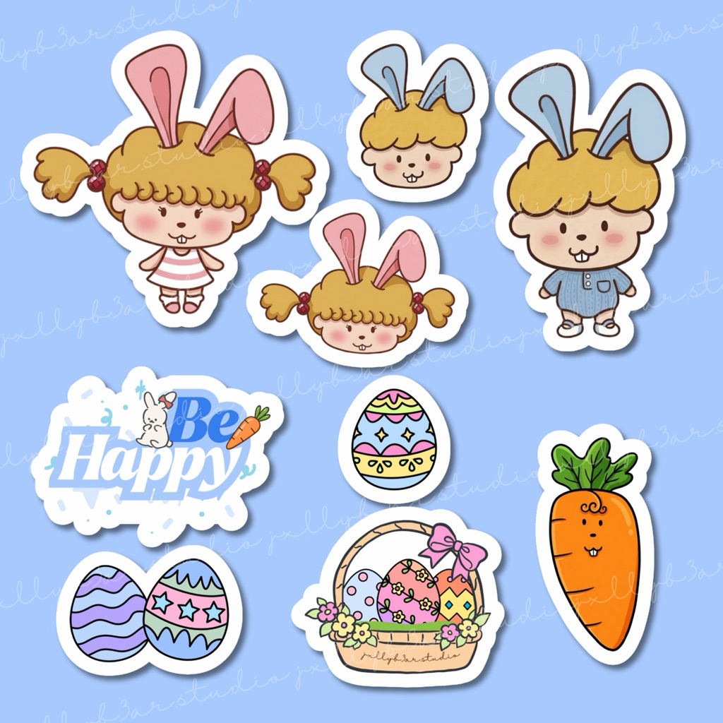 FUKU & FUYU EASTER EGG SET สติ๊กเกอร์สำหรับตกแต่ง