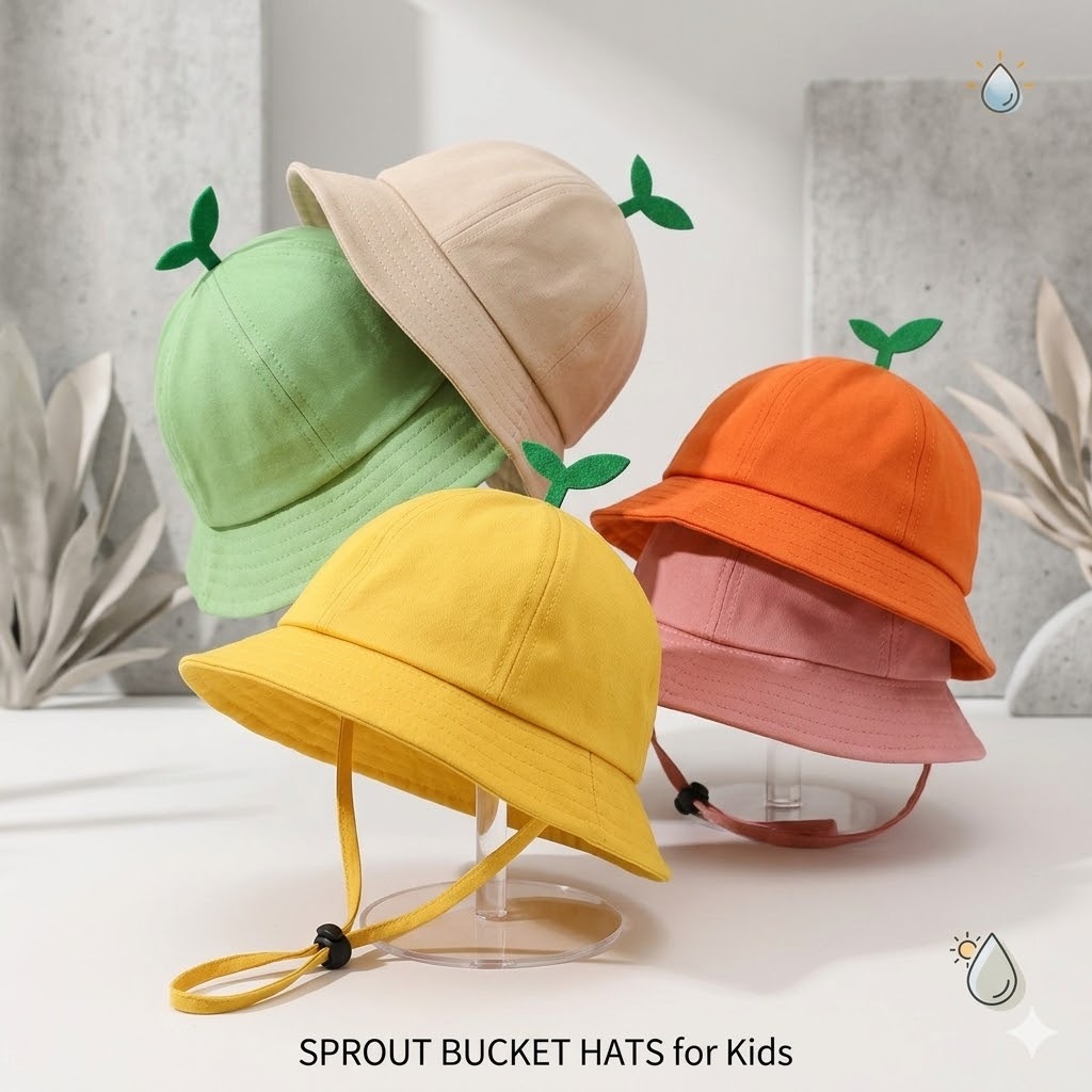 หมวกกันแดดเด็ก สีพื้น ระบายอากาศได้ดี
