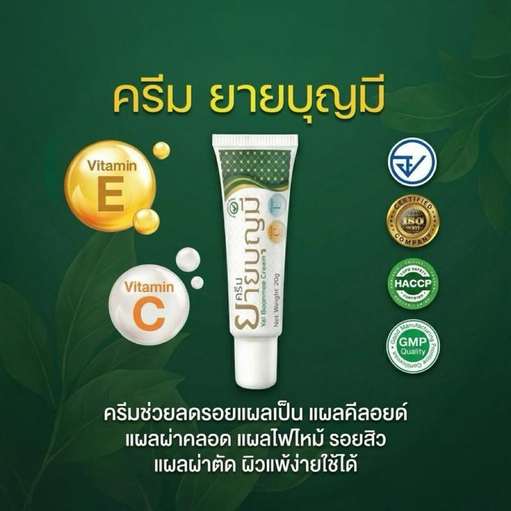 ส่งฟรี ครีมยายบุญมี ทาผิวฟื้นฟู รอย ขนาด20กรัม