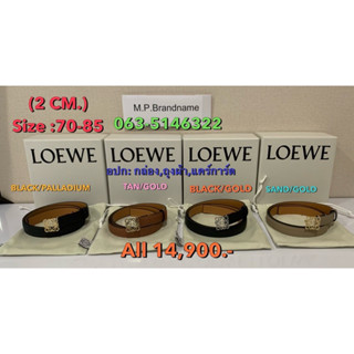 LOEWE Anagram เข็มขัดหนังลูกวัว ลายกรวดพร้อมหัวเข็มขัด ของแท…