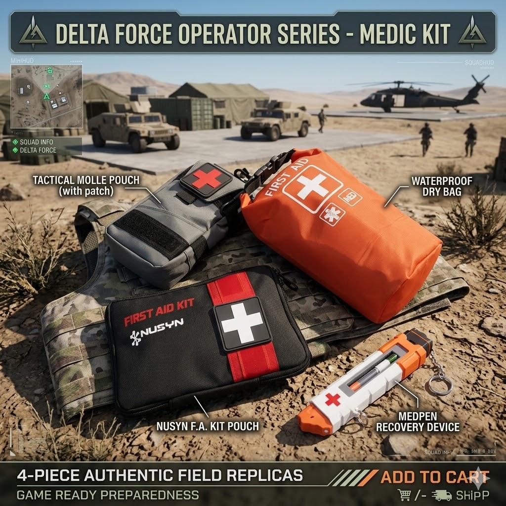 ❤️👨‍⚕️กระเป๋าปฐมพยาบาล Tactical + เข็มฟื้นฟู Medpen พร็อพคอสเพลย์ทหาร ไอเทมจากเกม Delta Force