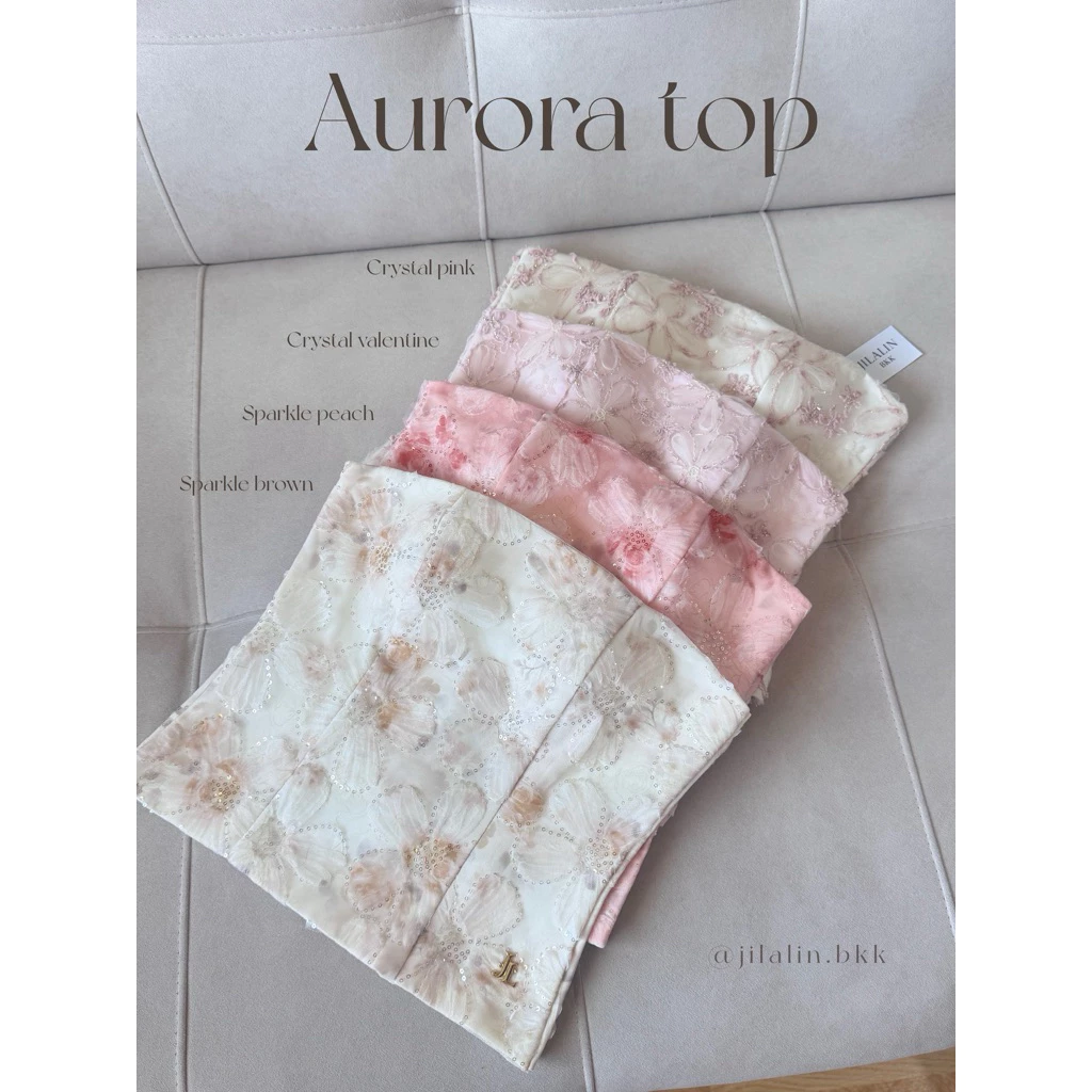 🥂Aurora top✨ เสื้อเกาะอกคอร์เซท ผ้าลูกไม้คริสตัล มีฟองน้ำ(690.-) JILALIN.BKK