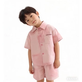 MC212 ชุดเด็กสีชมพู เสื้อเชิ้ต + กางเกงขาสั้น น่ารัก ใส่สบาย ระบายอากาศได้ดี
