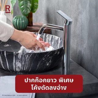 RASLAND A121-A3579 ก๊อกน้ำเย็นเดี่ยว ตัวก๊อกสูงพิเศษจากฐาน 30.2 ซม. ติดตั้งง่ายด้วย EaZy Lock ยึดแน่น สแตนเลส โครเมียม