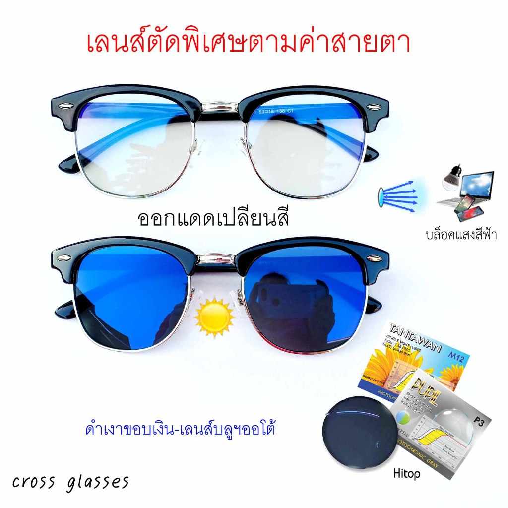 แว่นตาตัดเลนส์ พิเศษ ตามค่าสายยตา สั้น/ยาว/ปกติ เลนส์มัลติโคทออโต้ บลูฯออโต้ รหัส CGC10 เลนส์ตัดพิเศษ