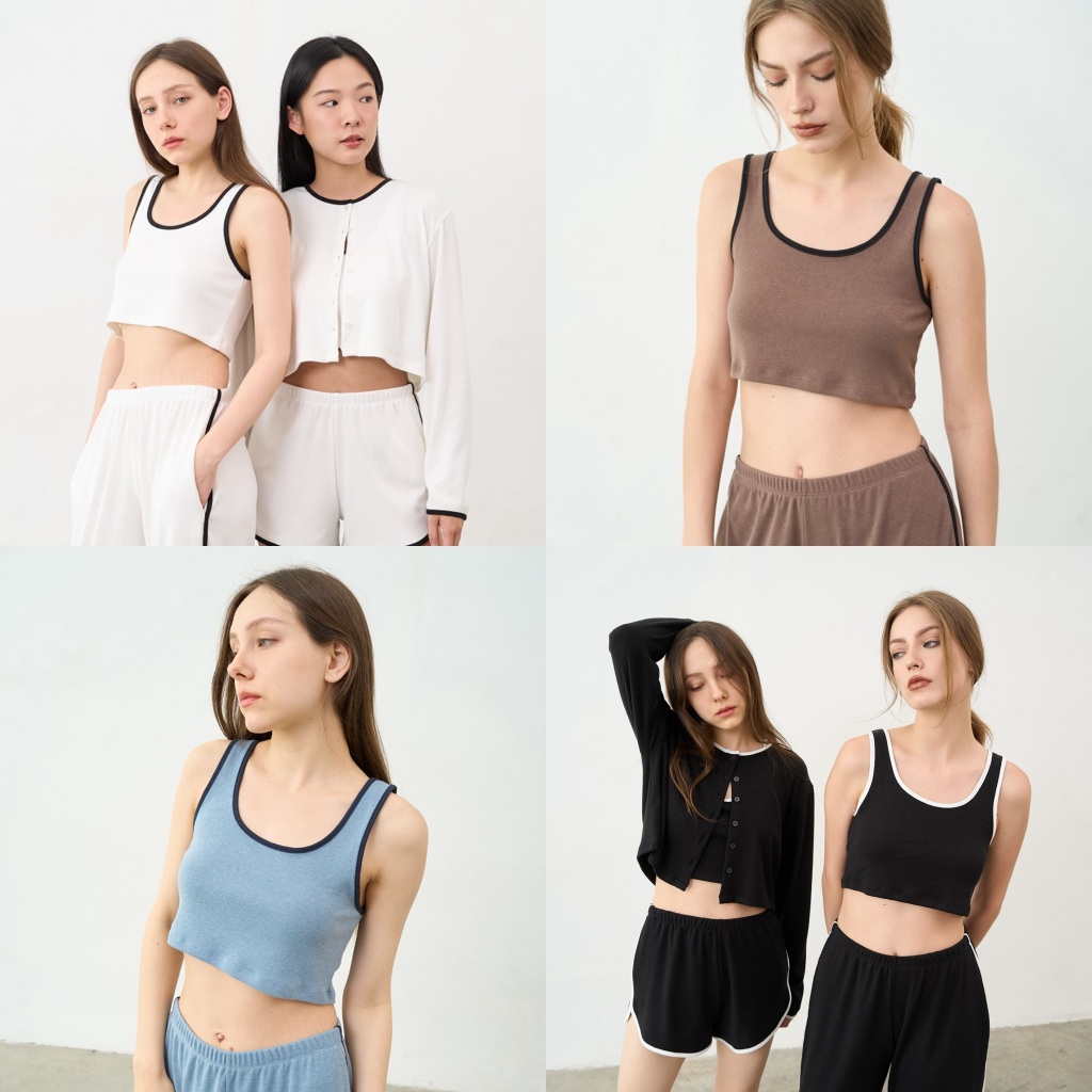 picht Hem Knit Noon U crop tank เสื้อครอปคอยู