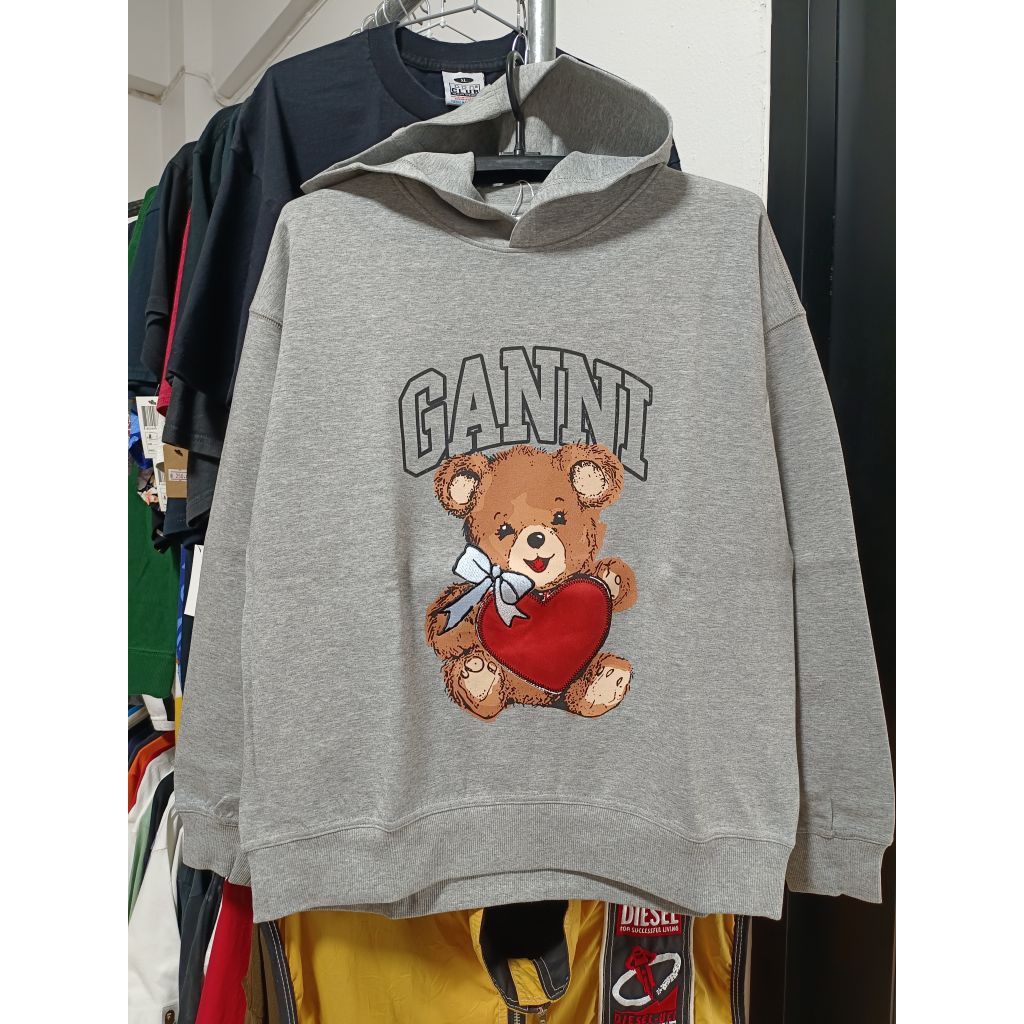 *พร้อมส่ง*🇹🇭 เสื้อ Ganni Isoli Bear Oversized Hoodie - Grey