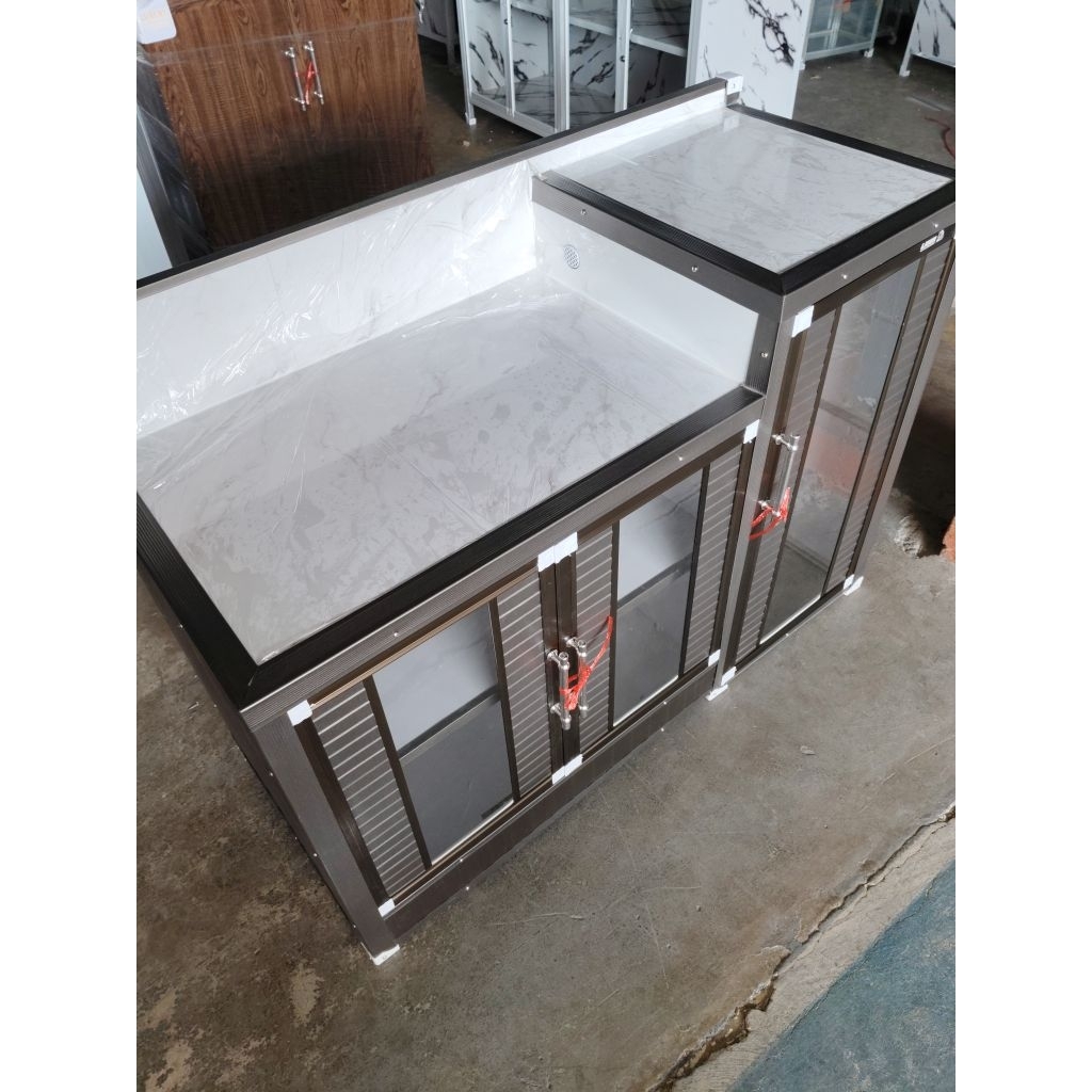 ตู้อลูมิเนียม วางเตาแก๊สเก็บถัง 121 CM / สินค้าประกอบเสร็จพร้อมใช้งาน / สินค้าเมืองไทย / ตจว.เสียค่า