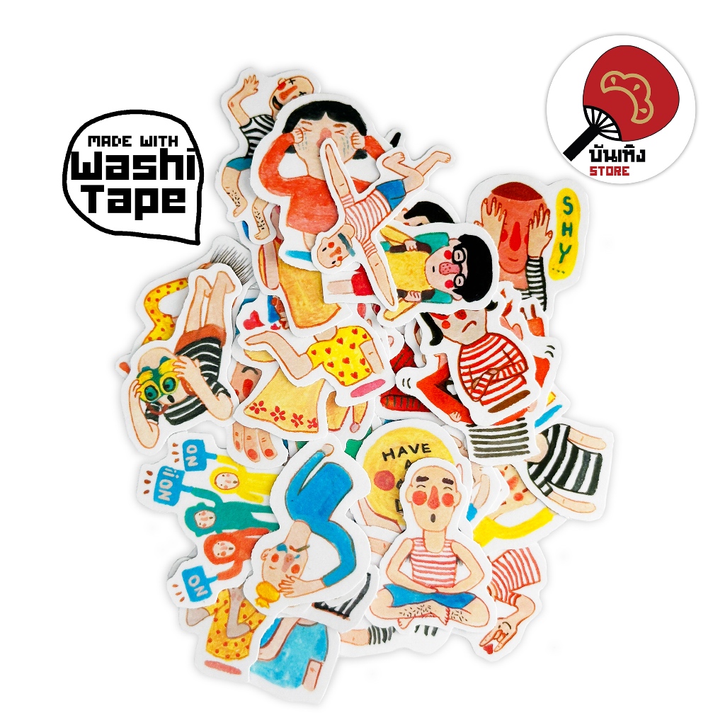 (พร้อมส่ง) Decorative Sticker สติกเกอร์กระดาษวาชิ - Weird Villain Characters แกงค์คนเพี้ยน
