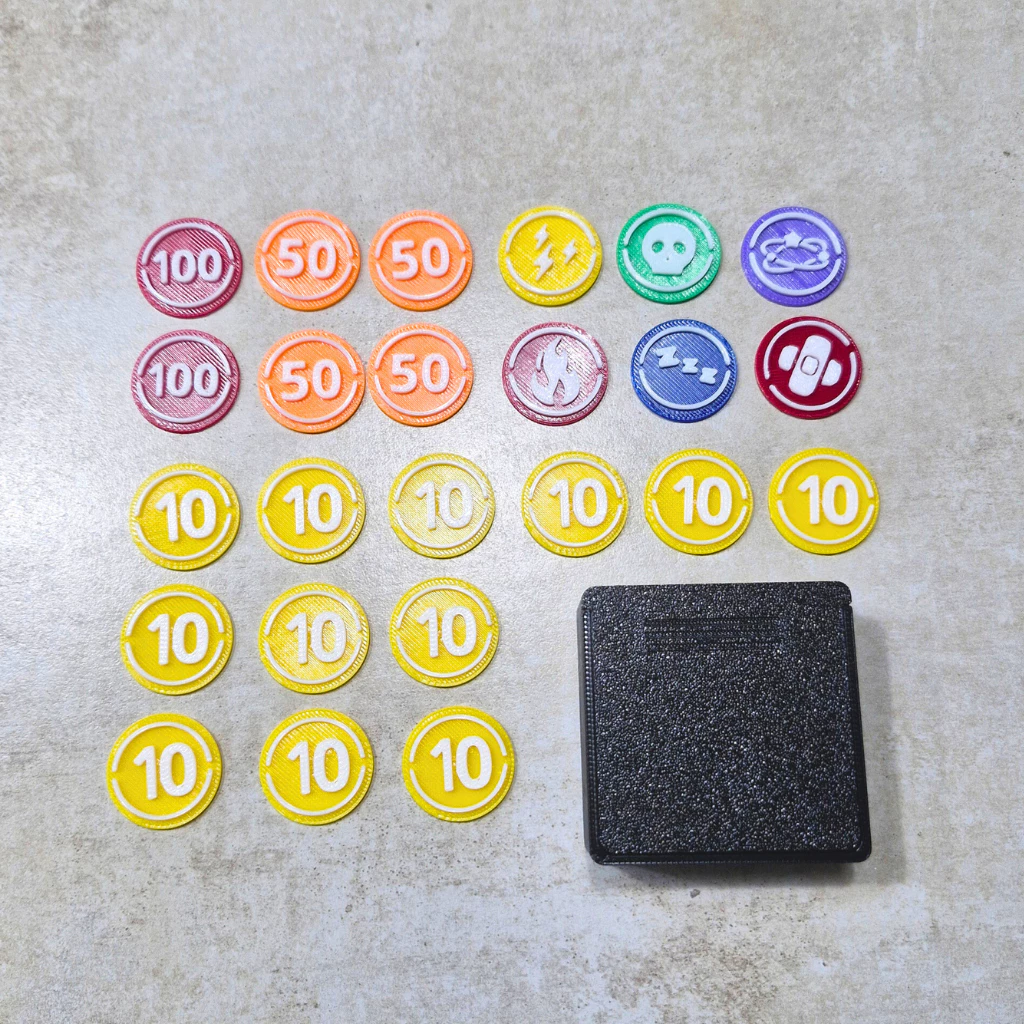 Pokemon TCG Tokens, Damage Counters & Storage Case – ชุดโทเคนและกล่องเก็บสำหรับการเล่นเกมการ์ดโปเกมอน [3D Print] thumbnail 3