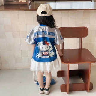 Beryl kids🌸เสื้อผ้าเด็กสาวแฟชั่น🎀เสื้อยืดแขนสั้นเด็กผู้หญิง การ์ตูนน่ารัก หวานและเย็นสบาย ฤดูร้อน สไตล์เกาหลี
