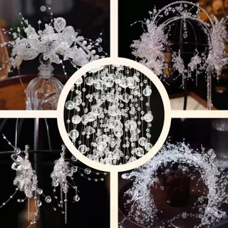 สายเบ็ดหลากสี ลูกปัดลมหายใจเด็ก สร้อยคอลูกปัด DIY ทำมือ เครื่องประดับศีรษะเจ้าสาว เครื่องประดับกำมะหยี่