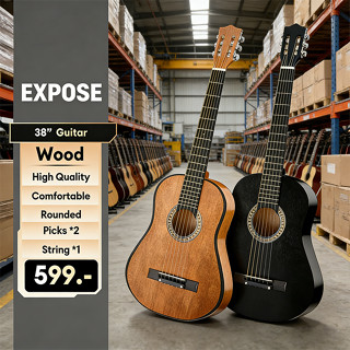 กีต้าร์ 38 นิ้ว กีต้าร์โปร่ง เสียงดี กีตาร์ที่ทำจากไม้ มือให…