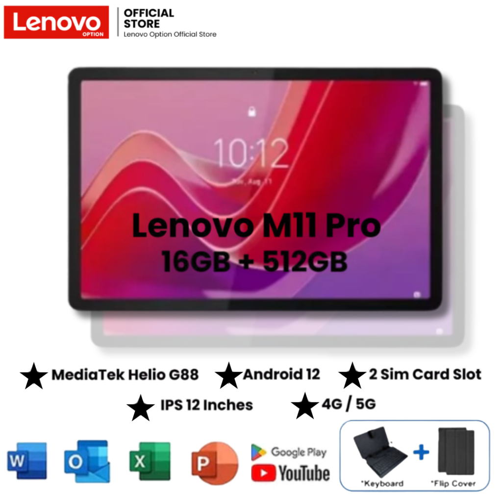 🔥Lenovo Tab M11 โทรได้ ใส่ซิม | 16GB+512GB | จอใหญ่ เรียน/ทำงาน/ดูหนังลื่น | แถมคีย์บอร์ด+ปากกา+เคส 
