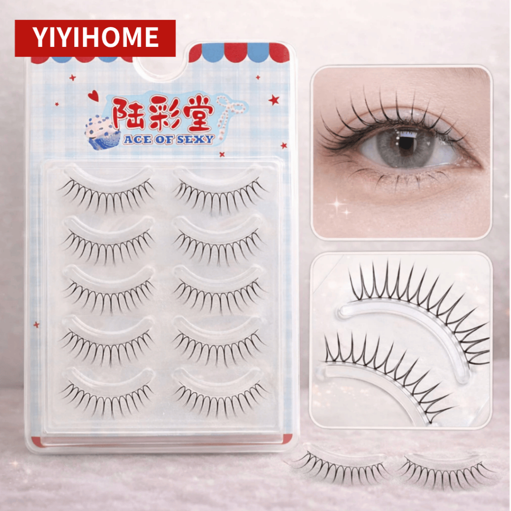 YIYIHOME ขนตาปลอมแบบใช้กาว ขนตาปลอมแกนใส ขนตายาวนุ่ม ดูเป็นธรรมชาติ ติดง่าย ไม่แข็ง ใส่สบาย
