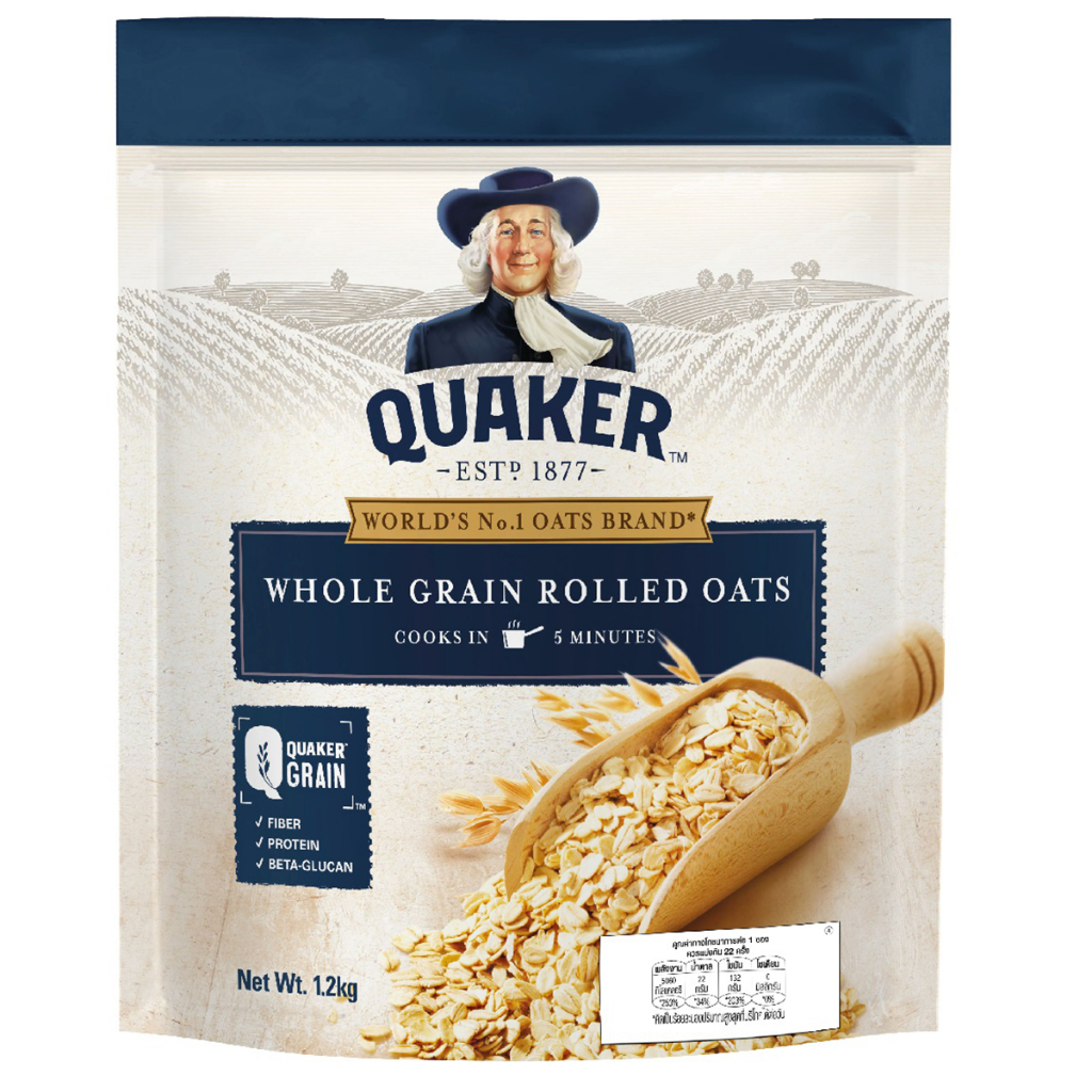 Quaker Whole Grain Rolled Oats 1.2Kg เควกเกอร์ แผ่นข้าวโอ๊ตอบ