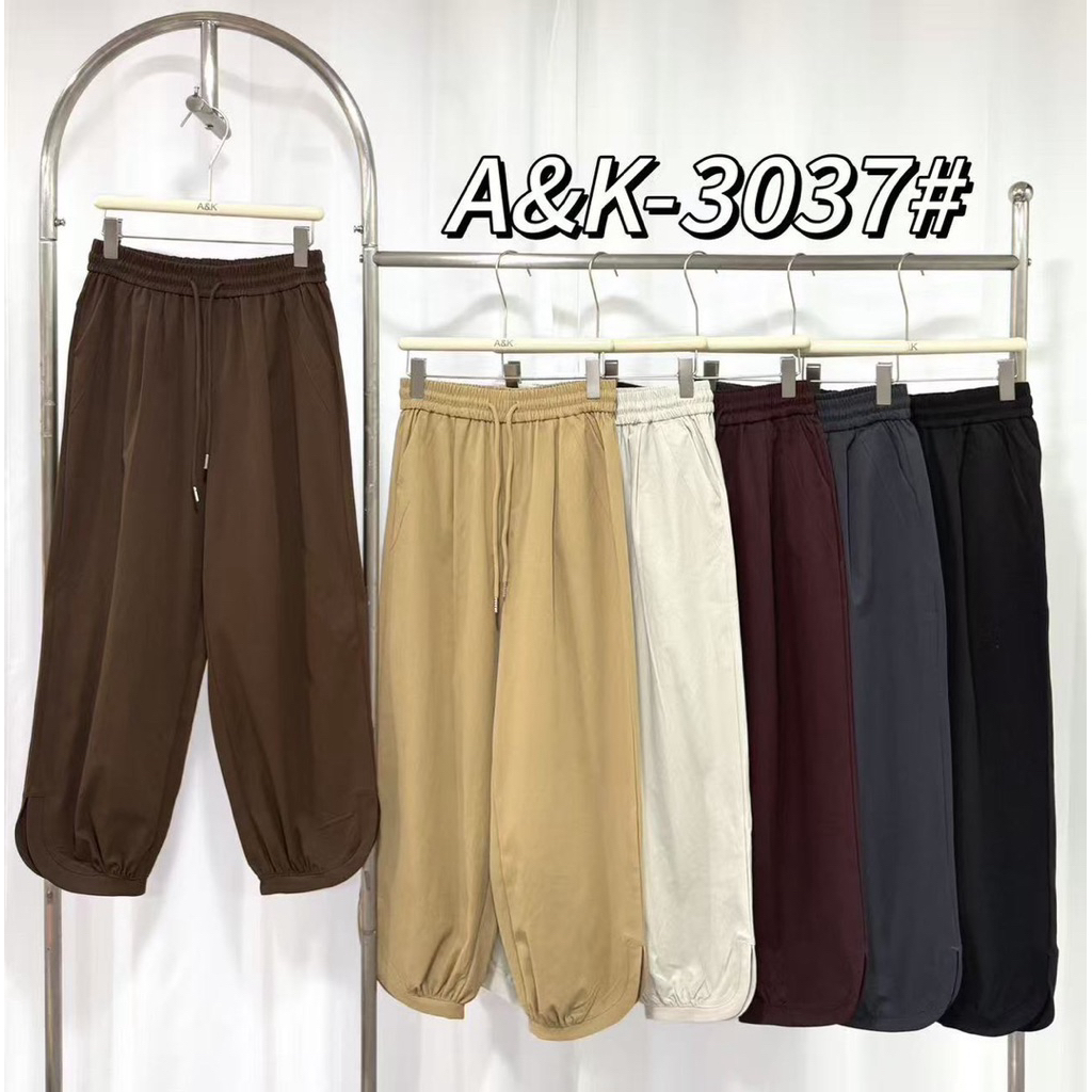 รหัส3037กางเกงขายาวทรงจินนี่ขาจั๊มป้ายA&Kรุ่นผ้าทวิล