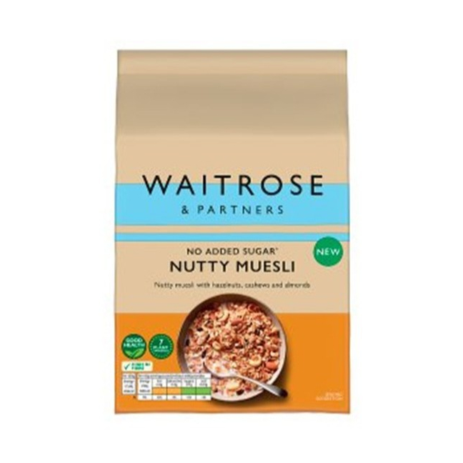 Waitrose No Added Sugar Nutty Muesli เวทโทรส นัตตี้ สูตรไม่เติมน้ำตาล ผสมเฮเซลนัท เมล็ดมะม่วงหิมพานต