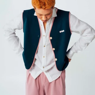 [OOO] 9 to Vibe Vest เสื้อกั๊กทรงตรงแต่งขอบสี