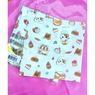 🥨ขายแพ็คคู่ 2 ห่อ รวม 200 แผ่น กระดาษรองขนม เบเกอรี่ ลายใหม่ ขนาด 6”x6”
