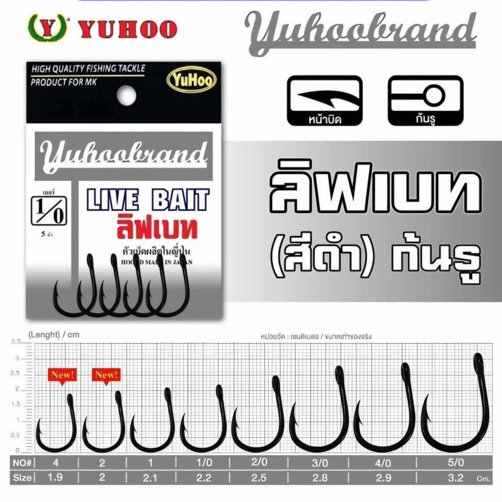 ลิฟเบท ซองเทา เบ็ด LIVE BAIT ผลิตในประเทศญี่ปุ่นเบ็ดมีรู Yuhoobrand