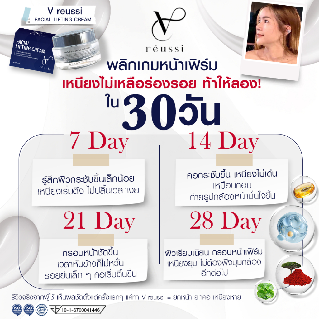 Vreussi ครีมสลายเหนียง ครีมบำรุงผิวหน้า กระชับผิวใต้คาง ครีมหน้าเรียว ครีมเหนียง ครีมทาคอ ลดเหนียง ราคา ถูกที่สุด ดีลบีเคเค แกลเลอรีภาพที่ 7