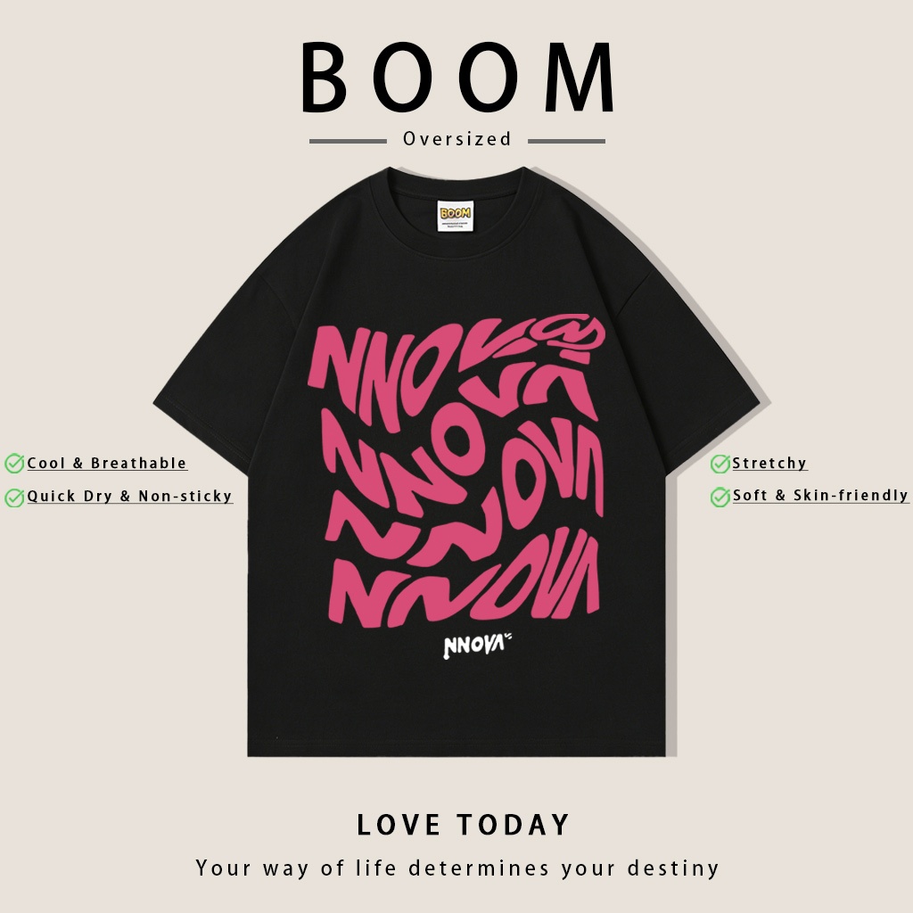 COD（จัดส่งตลอด 24 ชั่วโมง）BOOM พร้อมส่ง เสื้อยืดแขนสั้น ผ้าฝ้าย ขนาดใหญ่ โอเวอร์ไซซ์ แฟชั่นสไตล์เกาหลี ไซซ์ S-3XL