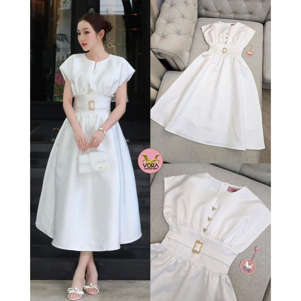 เช็คสินค้าก่อนสั่งซื้อ สั่งแล้วห้ามยกเลิกน๊าค๊า VORA  Dress ยาว แขนสั้น แต่งผ่าช่วงคอเล็กน้อย