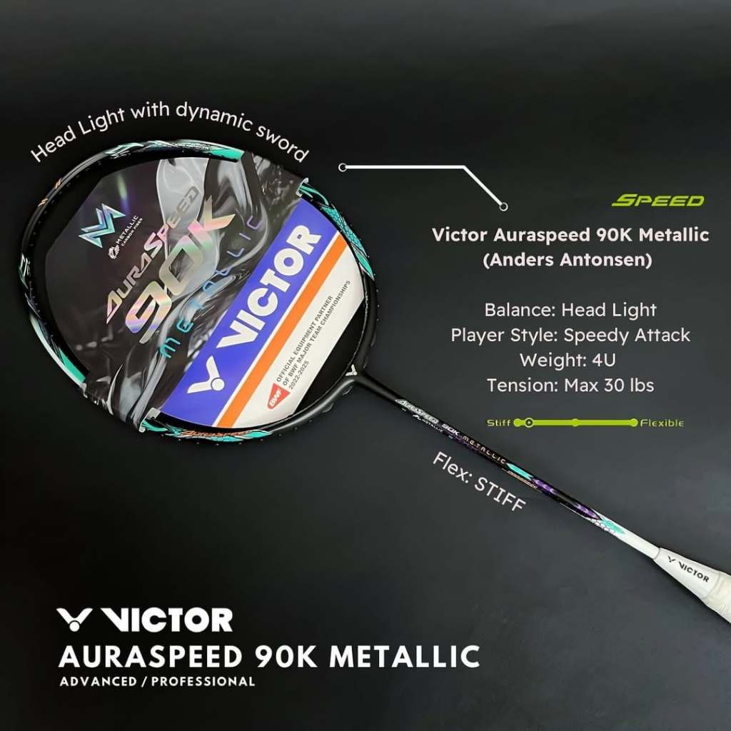 VICTOR AURASPEED 90K METALLIC (4U/G5) MY CODE ไม้แบดมินตัน (สินค้าลิขสิทธิ์แท้ 100%)
