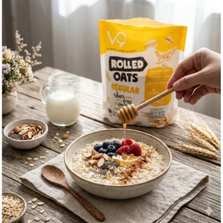 ข้าวโอ๊ตอบเต็มใบ เกรดพรีเมี่ยมจากแคนาดา แบรนด์ Verre9 (เวอรี่นาย) Rolled Oats Regular 800g