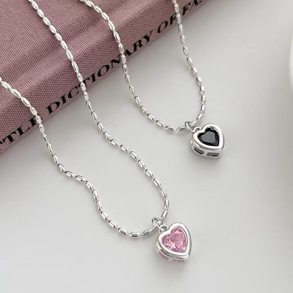 ꒰ สร้อยคอ Amour สร้อยหัวใจ สร้อยมินิมอล ใส่แล้วสวยมาก รุ่นยอดฮิตค่า สร้อยเงิน กันน้ำ กันเหงื่อ - Burwoodstore