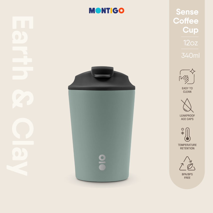 MONTIGO Earth & Clay Sense Coffee Cup Regular l Sage 12OZ / 340ml (แก้วเก็บความร้อน-เย็น)