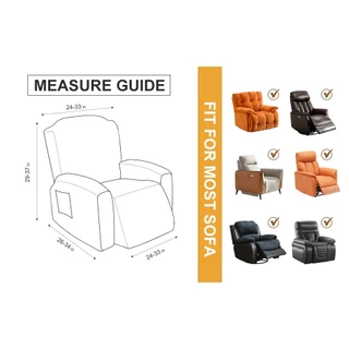Sofa Recliner คลุมปลอกหมอนอิงโซฟาเก้าอี้พักผ่อนสีทึบ1/2/3/4ที่นั่งโซฟาเนื้อใบไม้กันน้ำ