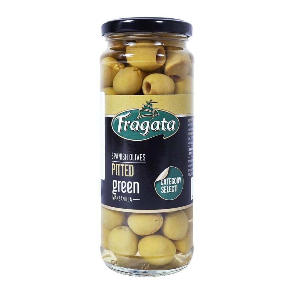 ￼ฟรากาต้า มะกอกชนิดแกะเมล็ดออก 335 กรัม Fragata Spanish Olives Pitted 335 g.