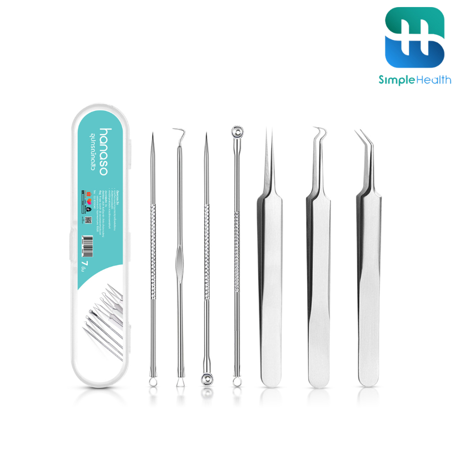 Simple Healthcare ที่กดสิว ชุดกดสิว อุปกรณ์กดสิว 4/7ชิ้น กำจัดสิวเสี้ยน  Acne tool สแตนเลส พกพาสะดวก