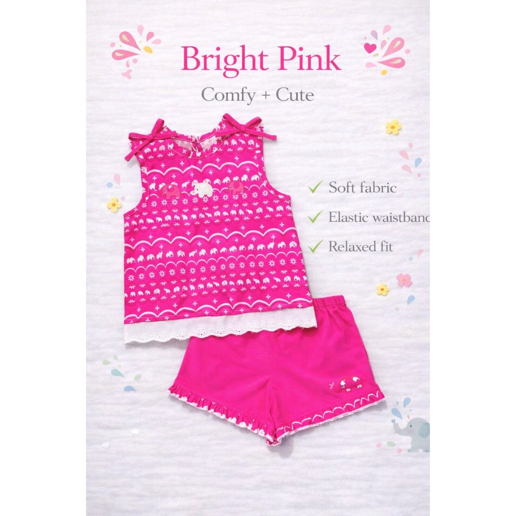 ชุดเซ็ทเด็กผู้หญิง คอลเลคชั่นสงกรานต์ เสื้อพิมพ์ลายช้าง กางเกงขาสั้นผ้ายืด Baby Bliss Official