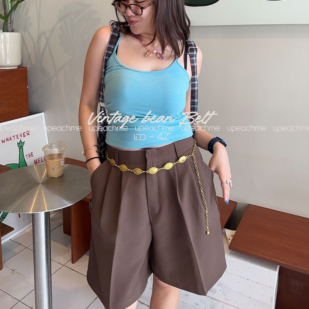 *มีส่งด่วน* upeachme(F7) Vintage Bean Belt (เอว-42) เข็มขัดจี้วินเทจอะไหล่เงิน/ทอง สร้อยเงินคาดเอว เข็มขัดอะไหล่เงิน