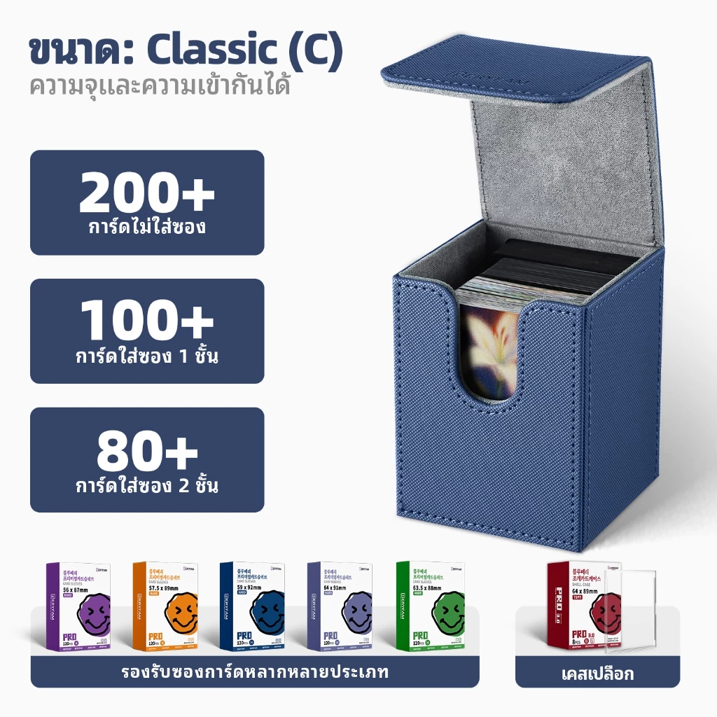 BERYFAM กล่อง DECK ใส่การ์ด 100+ หนัง PU แรงแม่เหล็ก สะสมการ์ด Deck Box โปเกมอน ยูกิโอ Blueberry thumbnail 5